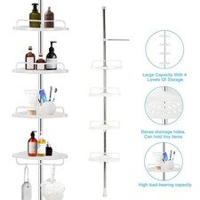 4Tier Telescoping Rod Shower Rack Bathroom Floor Standing Organizer Rack Holder