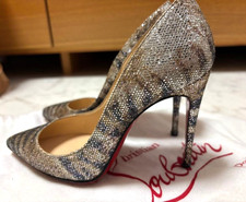 Christian Louboutin high-heel pumps, silver-gold glitter, size 35 US 5 