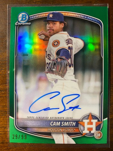 2025 Bowman Cam Smith #CPA-CSM Prospect Green Refractor Auto /99 Houston Astros