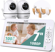 7" 1080P Full HD Split-Screen Baby Monitor,100 Hrs 5000Mah Battery Runs 4 Days w