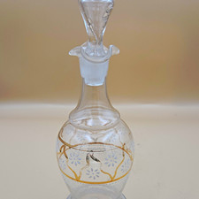 Victorian Bohemian Enamel Glass Liquor Decanter Carafe with Matching Stopper