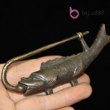 Brass Fish Lock Figurine Vintage Collectible Copper Ornament Home Decor