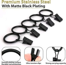 Heavy Duty Metal Curtain Rings pole Rod Voile Curtain Hooks with Clips 25mm 32mm
