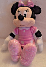DISNEY MINNIE MOUSE PLUSH Pink Dress White Polka Dots  9" Tall
