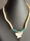 Vintage Turquoise MOP Necklace Heishi Bead Eagle MOP Pendant Southwestern 16 In — photo 5