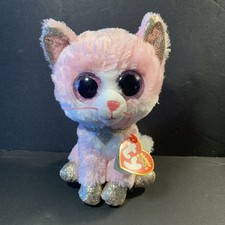 Ty  Beanie Boos Fiona Pink Cat 6" 15cm GLITTER EYES NEW T7