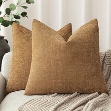 Foindtower Set of 2 Soft Textured Chenille Throw Decorative Pillow Covers Squ...