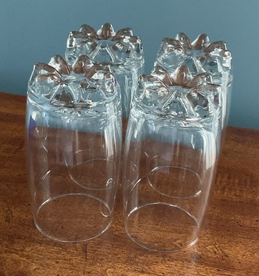 Set 4 Bormioli Rocco Italy Clear Footed 16 oz Rocks Glass Tumblers Drinkware Lot