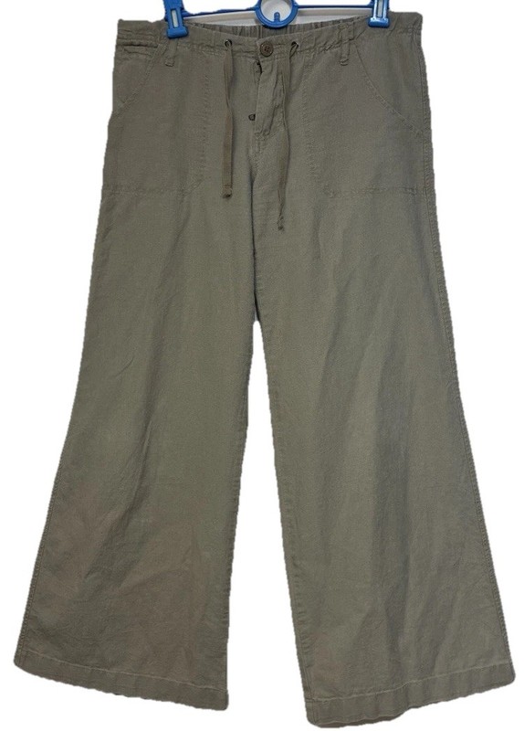 Just Living Women’s Wide Leg Pants S Medium Brown Linen Rayon Drawstring Waist