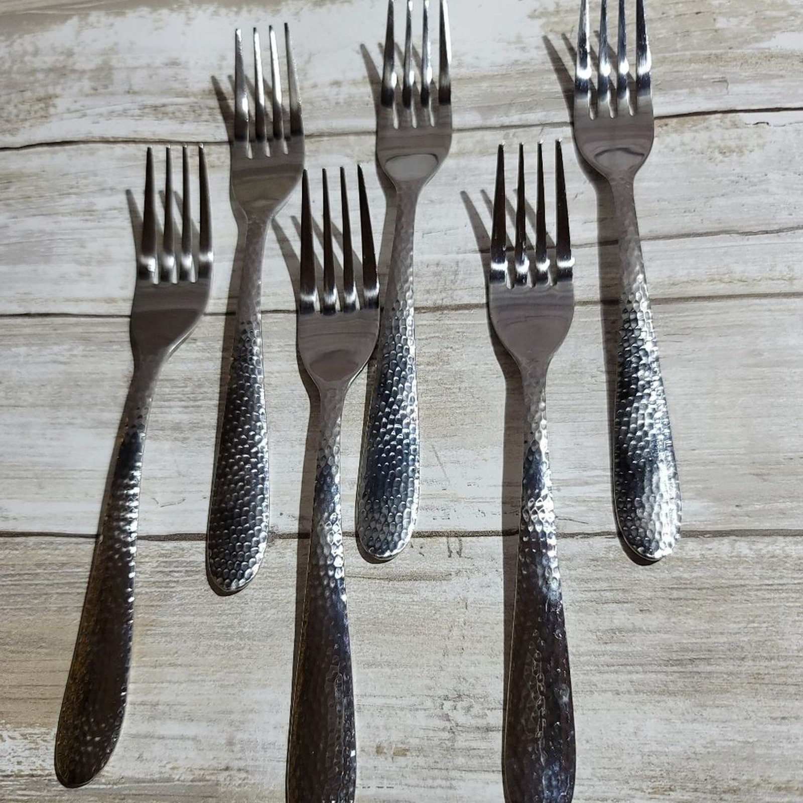 Wallace Continental Hammered Stainless Steel 6-Piece Flatware Set Forks