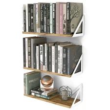 Minori Wood Floating Shelves for Wall Storage, Wall Book Shelves for Living R...