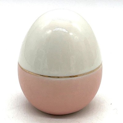 Pink and White Decorative Egg with Gold Accent Spring Easter Decor