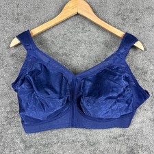 Playtex 18 Hour Wireless Bra 42DD Blue Satin Soft Cup Adjustable Strap 4693
