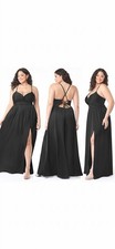 Azazie Raya Stretch Satin Maxi Dress | Black NWT | Size A4 (US 4) Formal Gown