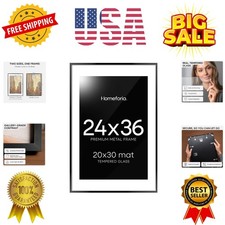 24x36 Picture Frame Black, High End Metal 24 x 36 Large Poster Frames with Ma...