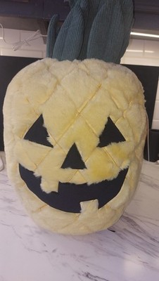 Cupcakes And Cashmere Pineapple Pumpkin Jack-O-Lantern Fac Plush Pillow Soft