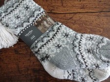 MARTHA STEWART 2PC Fair Isle NORDIC CHUNKY KNIT Gray White CHRISTMAS STOCKINGS