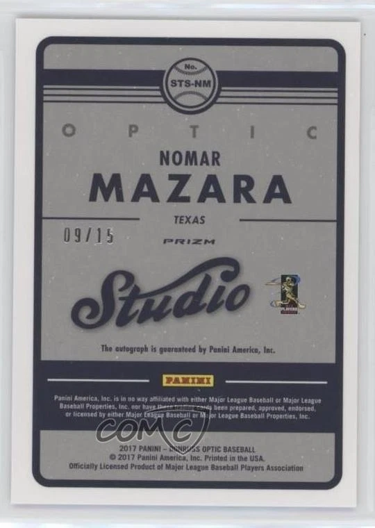 2017 Panini Donruss Optic Studio Signatures Red Prizm /15 Nomar Mazara Auto - Image 2 of 2