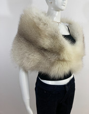 Beautiful  Fluffy Arctic Fox Fur Wrap Shawl Stole - New Satin Lining - Vintage