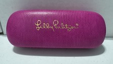 Lily Pulitzer Hard Clamshell Eyeglass Case Pink Ext Blue Felt Int Gently Used