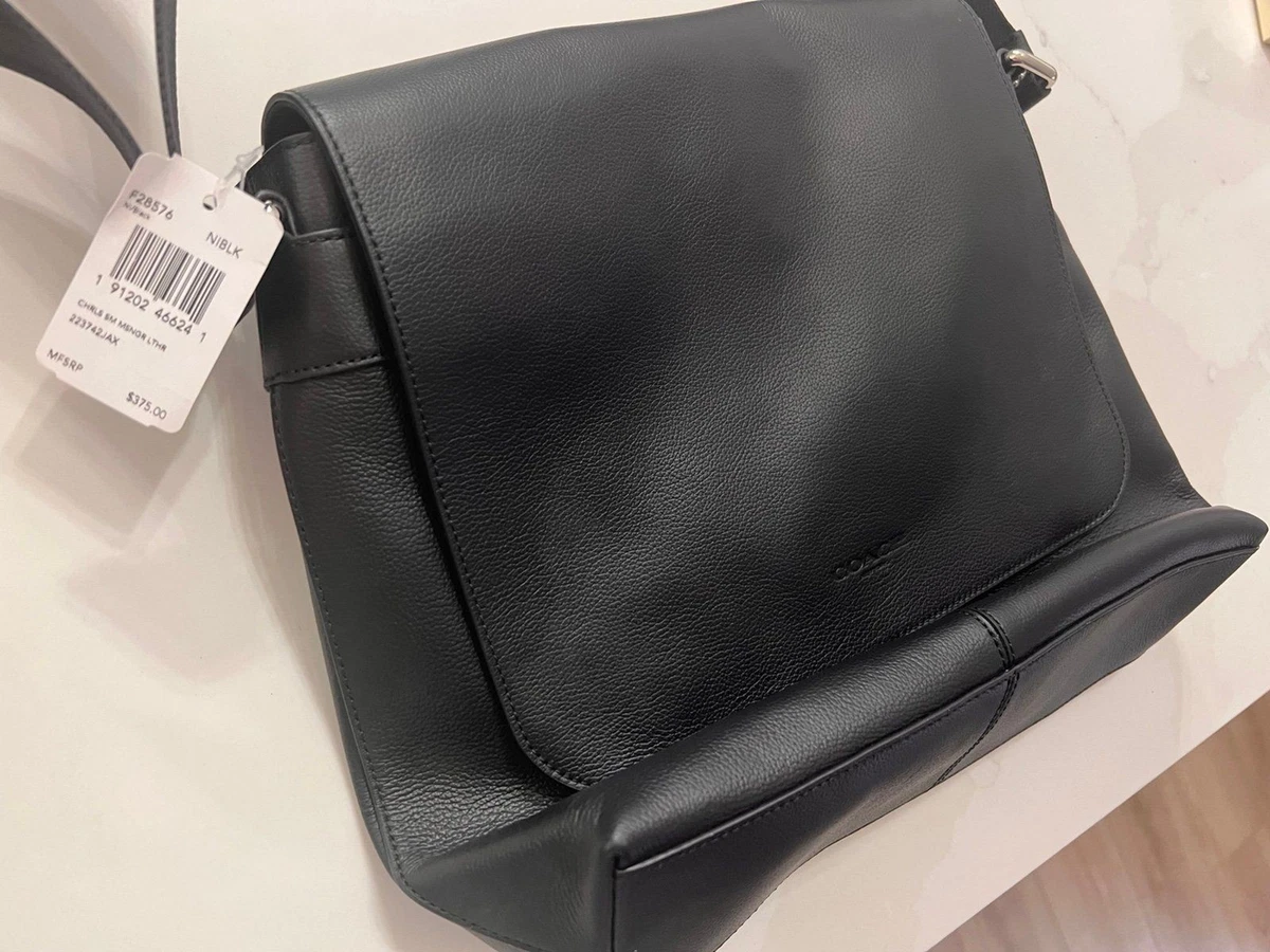 Coach Charles kleine Umhängetasche schwarz Leder Crossbody F28576