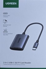 UGREEN CM401 2-in-1 USB-C SD TF Card Reader 5Gbps 170MB/s Aluminium New Boxed