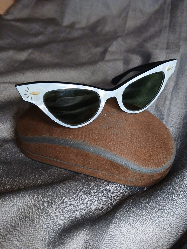 Gafas de sol vintage RAY BAN B&L alrededor de 1950-60 - madreperla ojo de gato ¡RARAS! Foto 2 de 4