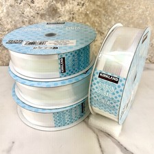 4x Kirkland Wire-Edged Ribbon White Ribbon 1.5" Wide 50 YD NEW