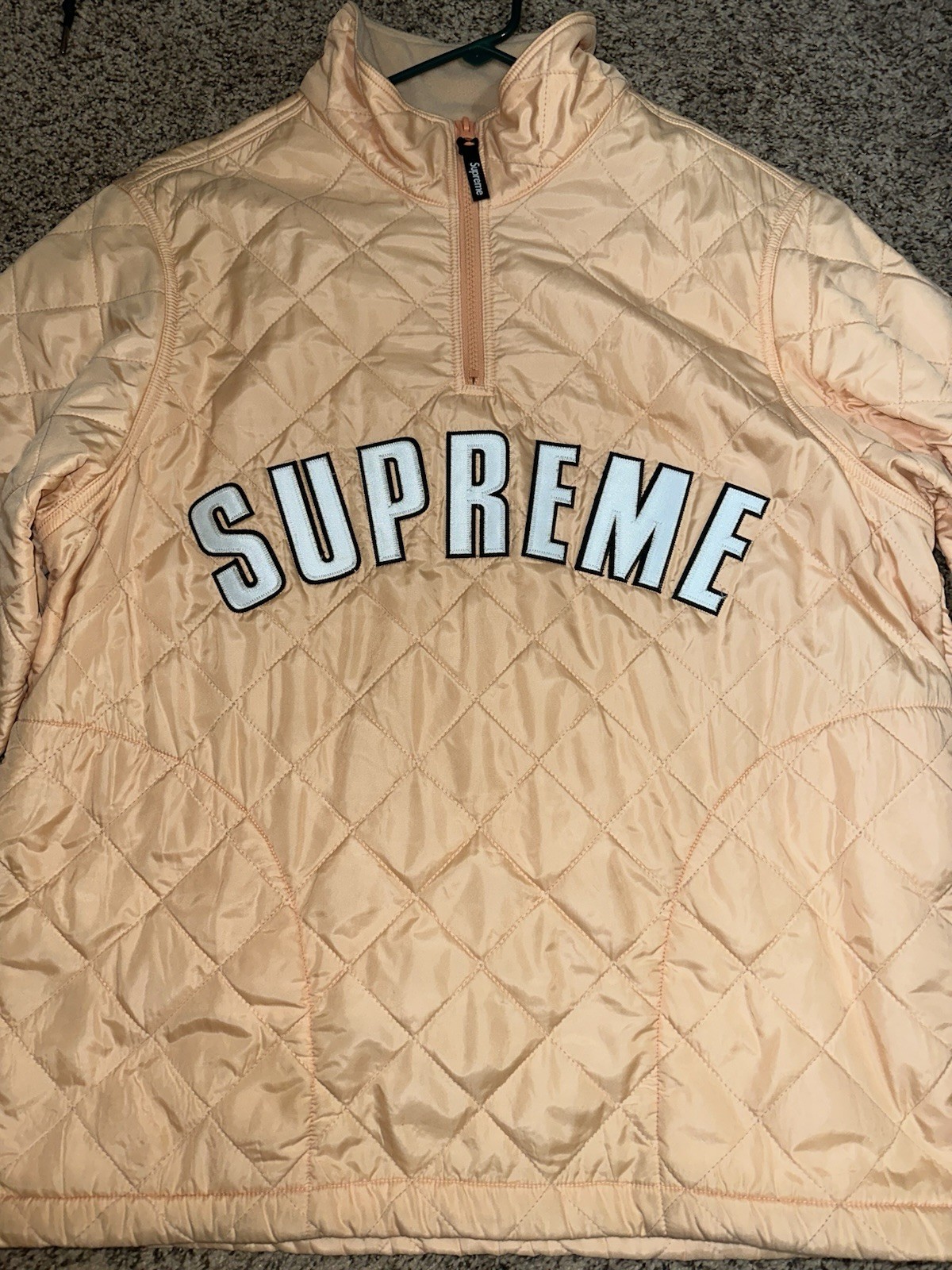 Supreme Quilted Half Zip Pullover Jacket Peach - image 1