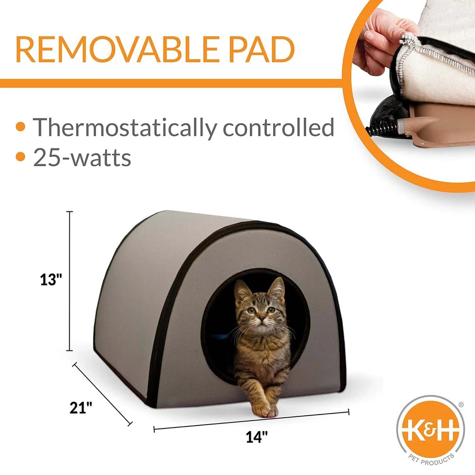 K&H Pet Products Thermo Mod Kitty Shelter Outdoor Heated Kitty House PCUX - Image 2 of 2