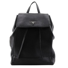 PRADA Backpack 1BZ007 Calfskin Black Unisex Bag #NB1125