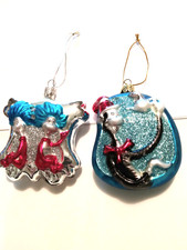 Vtg Kurt Adler Dr Seuss The Cat in the Hat Thing 1, 2 Glass Ornaments Christmas