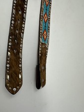 Ariat Hair On Hide Genuine Leather Sz S Belt Aztec Beaded Rhinestones Studs U4