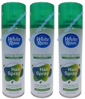 3x White Rain UNSCENTED Extra Hold HAIR SPRAY Stronger Humidity Protection 7ozEa