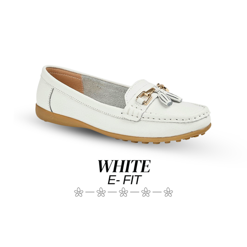 Boulevard Ladies Wide Loafers E + EEE Fit Smart Office Leather Saddle Shoes Girl - Picture 20 of 27