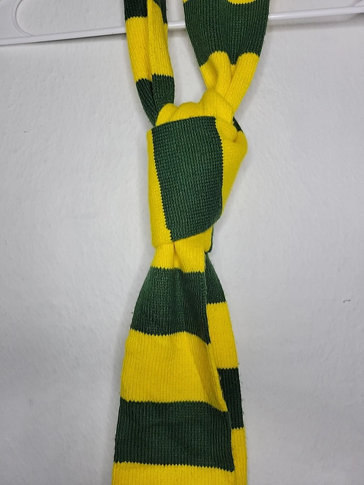 Cejon Yellow Green Rugby Striped Knit Fringed Scarf Women's One Size - Image 4 of 4