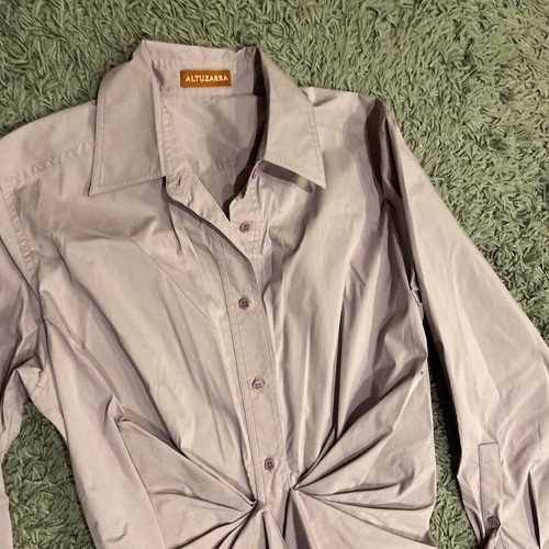 Altuzarra Chloris Long Sleeve Ruched Cotton Blend Shirt Dress In Mauve 42 $995.0 - Picture 10 of 21