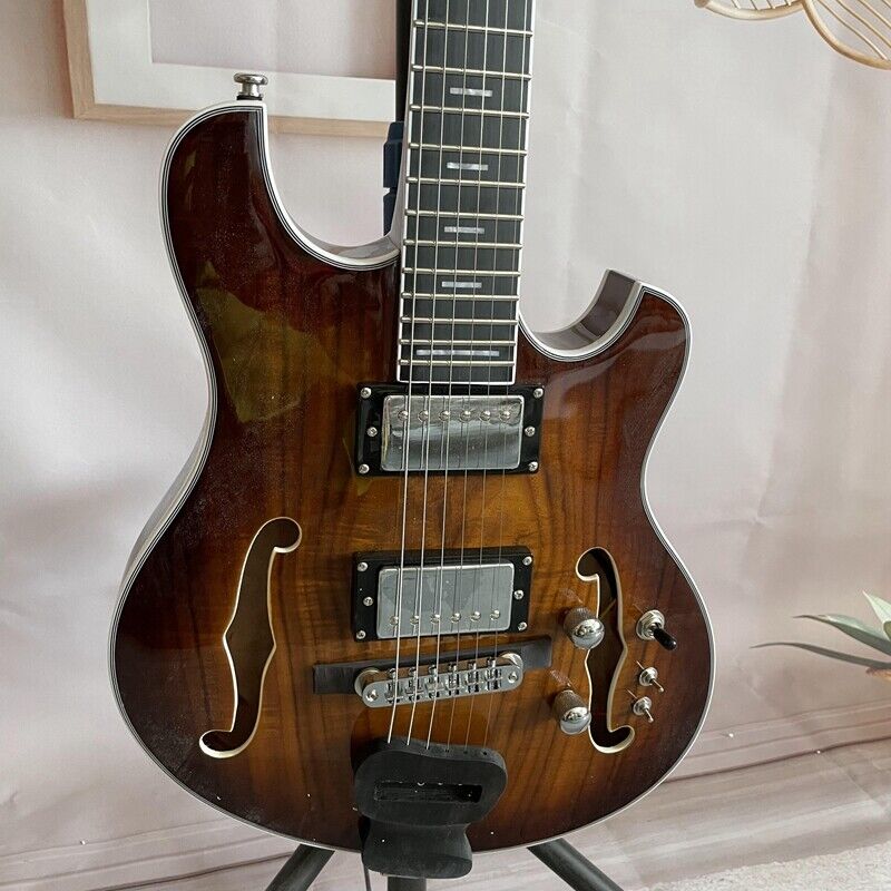 Languedoc Vintage Burst Electric Guitar Semi-Hollow Body HH Pickups Acacic Body