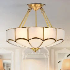 Vintage Drum Shape Chandelier 4-Lights Mid-Century Pendant Lamp Ceiling Lighting