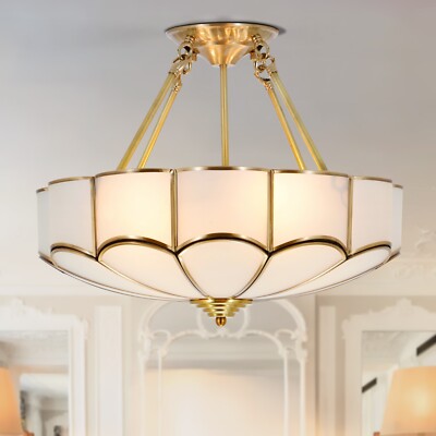 Vintage Drum Shape Chandelier 4-Lights Mid-Century Pendant Lamp Ceiling Lighting