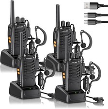 Long Range Walkie Talkie 4 Set 100 Mile Two Way Radio Charge Headset Uhf Talkies