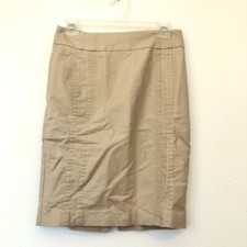 MEXX Solid Tan Beige Straight Pencil Work Cotton Knee Length Skirt UK 10 / US 6