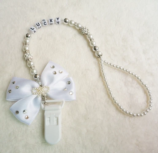 Nuevo Arco Hecho a Mano Rosa y Astilla Cuentas Maniquí Clip Soporte Chupete Soporte Clip Foto 4 de 4