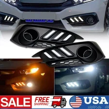 For 2016-2021 Honda Civic DRL Fog Lamps &Turn Signal LED Daytime Running Light