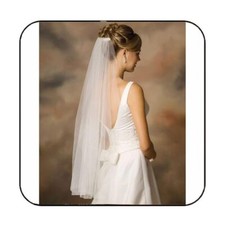 1 Tier Bride Wedding Veils White Bridal Tulle Veil Fingertip Veils with Comb ...