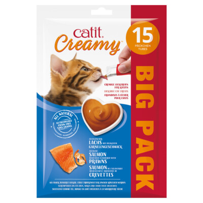 Catit Creamy Lachs & Garnelen Bigpack 15 x 10 g, Katzensnack, UVP 5,49 EUR, NEU