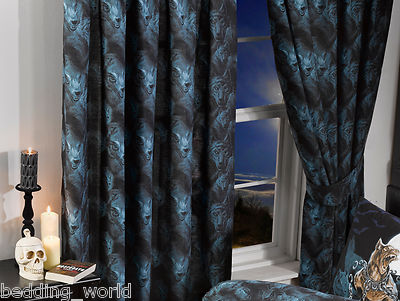 LOUPS GAROU 66''x72'' VORHÄNGE & RAFFBÄNDER ALCHEMY GOTHIC WERWOLF WOLF SCHWARZ BLAU