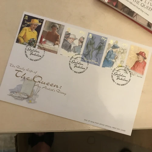 Isle of Man 2001 First Day Cover Queen Golden Jubilee Artists Diary Unaddressed