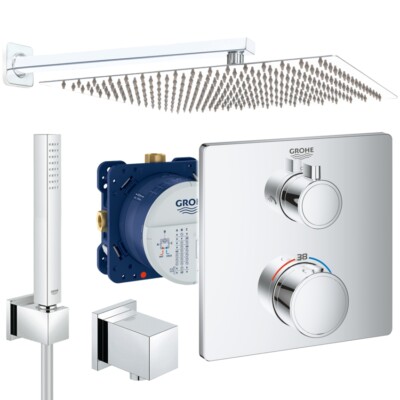 Unterputz Duschsystem, Kopfbrause 360 x 360 mm, Grohe Grohtherm, Regendusche