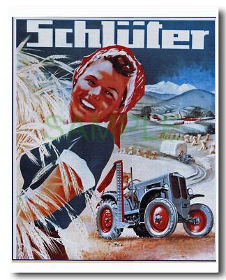 Schluter DS25 Traktor 50er Jahre gerahmt Repro Werbung kostenloser Versand UK